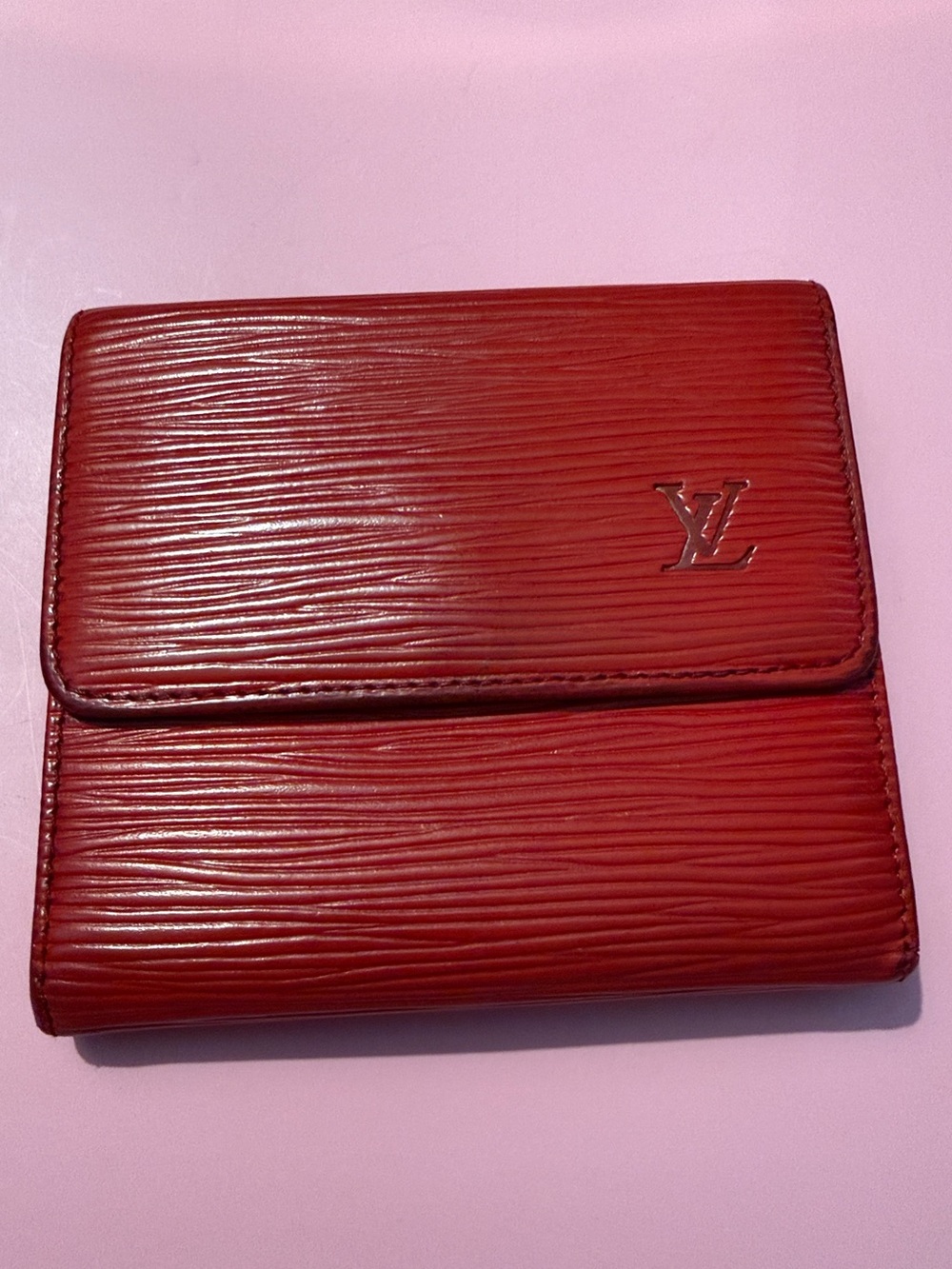 Vintage Louis Vuitton Red Epi Leather trifold Wallet